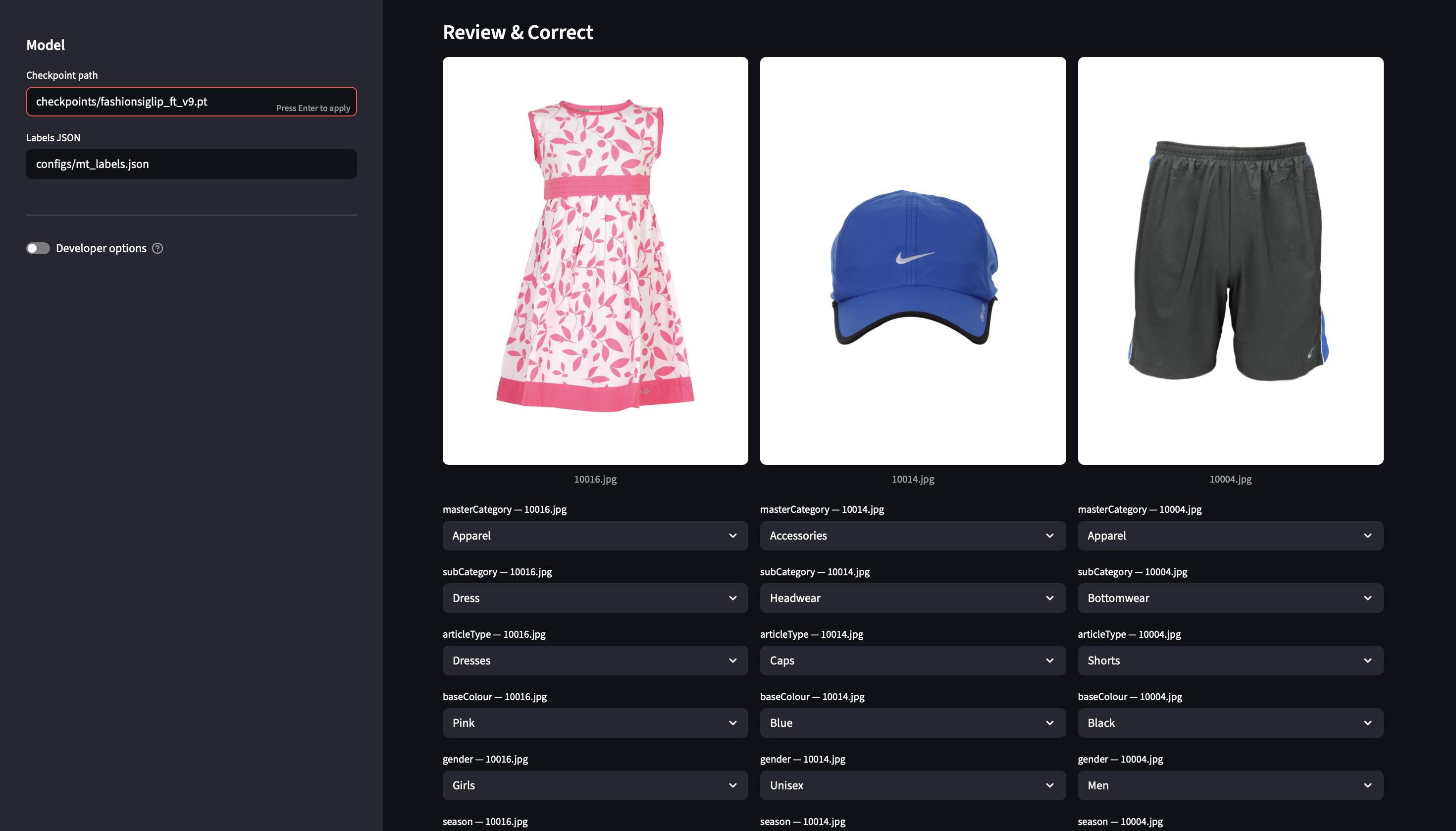 The review dashboard